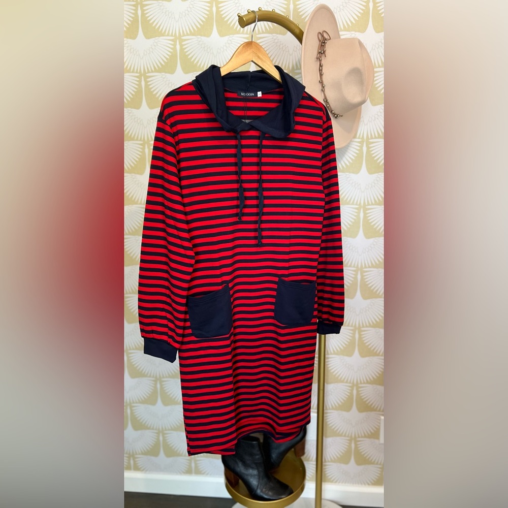 Long Sleeve Hoodie Dress with pockets - Picture 1 of 6